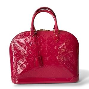 Louis Vuitton Pink Rose Indian Raspberry Leather Monogram Vernis Alma GM